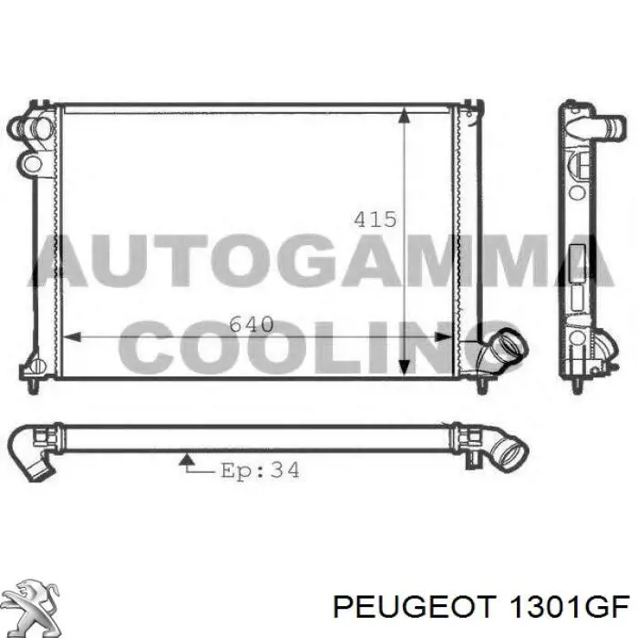 1301GF Peugeot/Citroen radiador refrigeración del motor