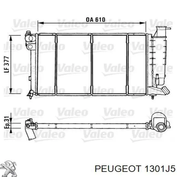 1301J5 Peugeot/Citroen radiador refrigeración del motor