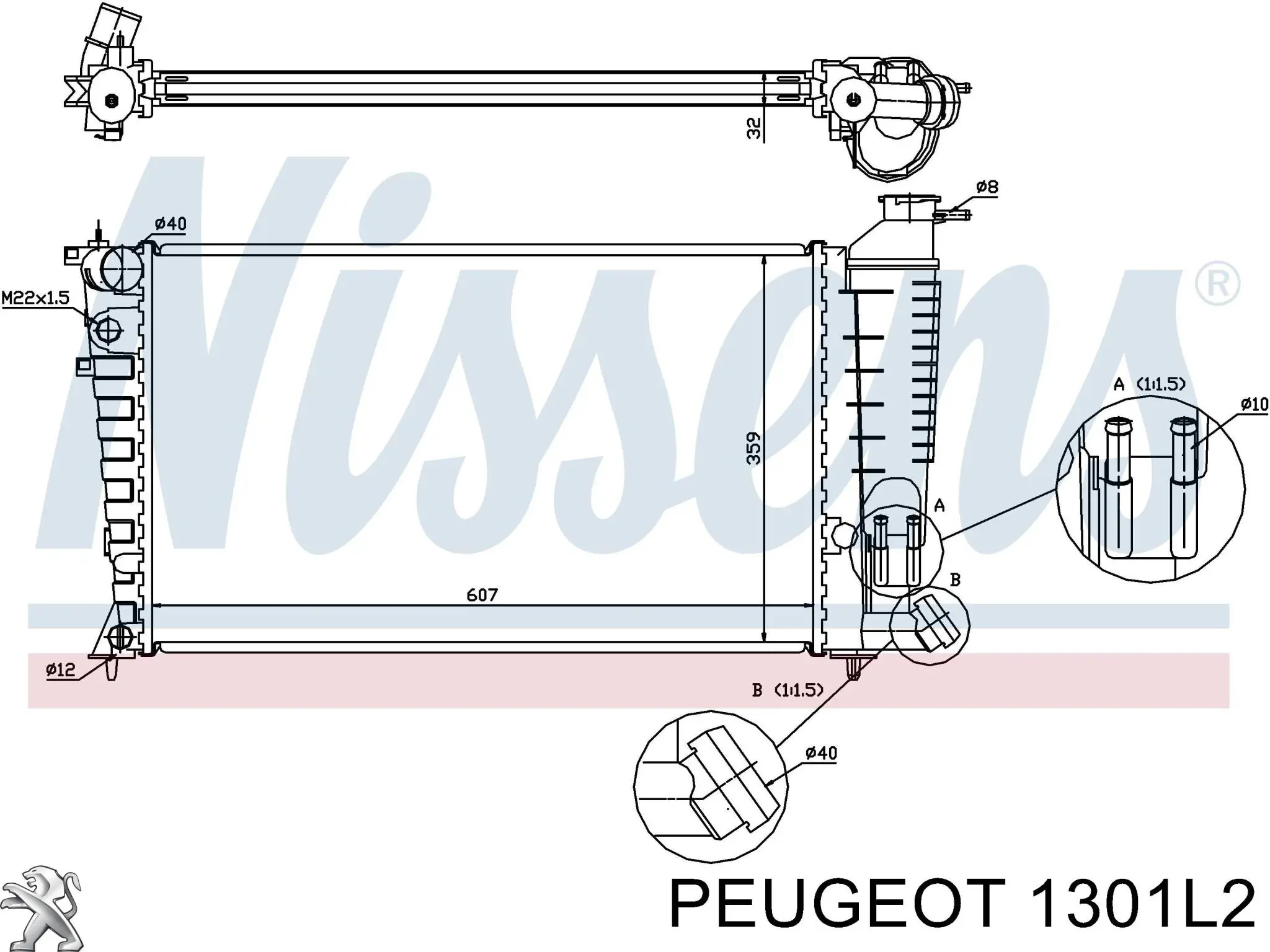 1301L2 Peugeot/Citroen radiador