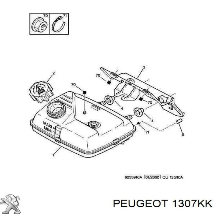 Tapon liquido refrigerante Peugeot/Citroen 1307KK precio, desde 2,81 EUR