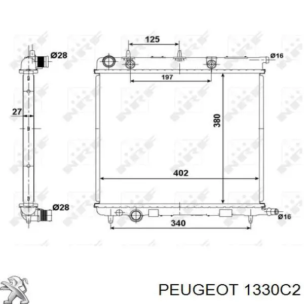 1330C2 Peugeot/Citroen radiador refrigeración del motor