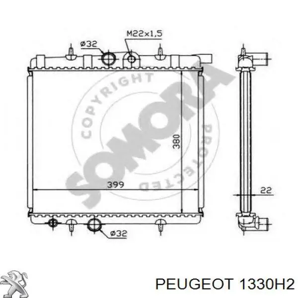 Água radiador Peugeot/Citroen 1330H2 precio, desde 55,68 EUR