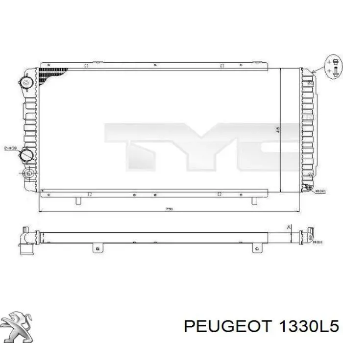 1330L5 Peugeot/Citroen radiador refrigeración del motor