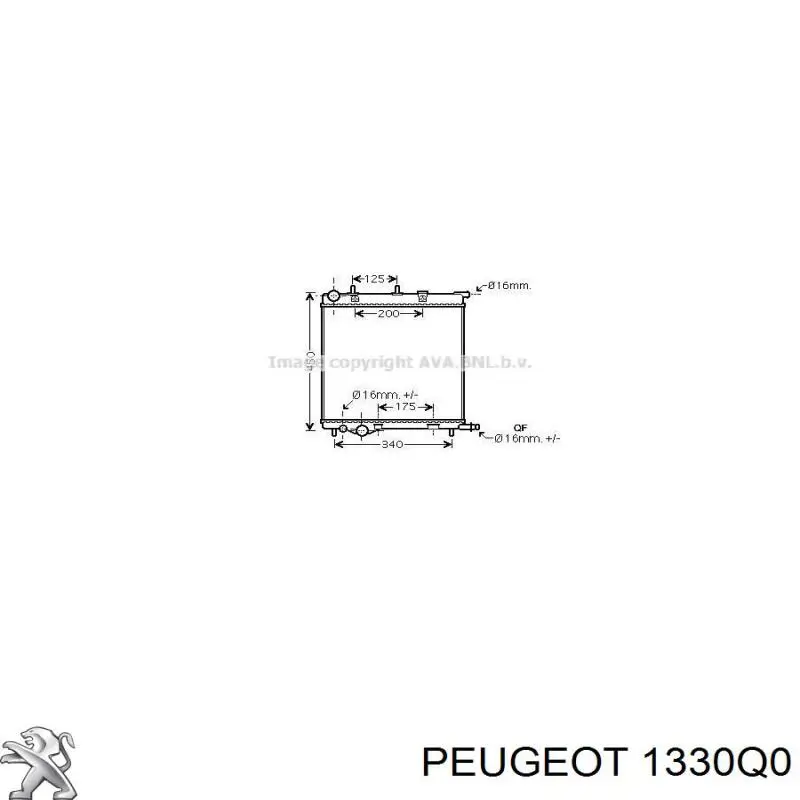 1330Q0 Peugeot/Citroen radiador refrigeración del motor