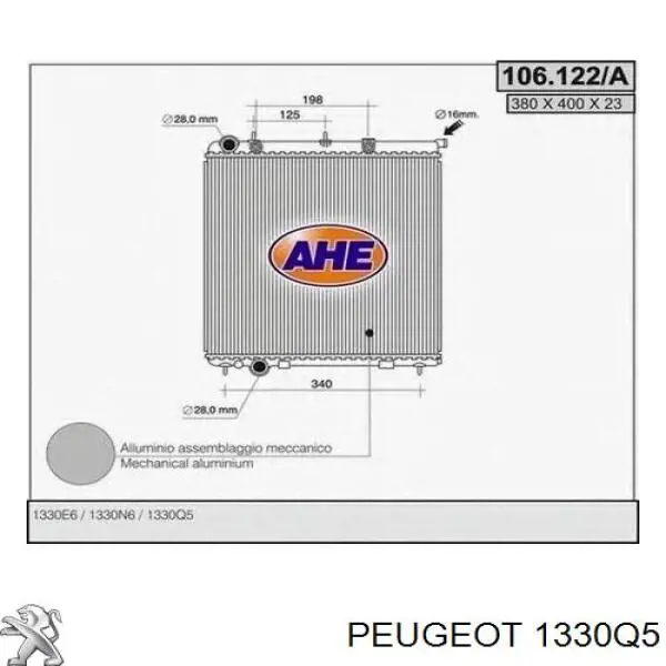 Comprar 1330Q5 Peugeot/Citroen Radiador de auto