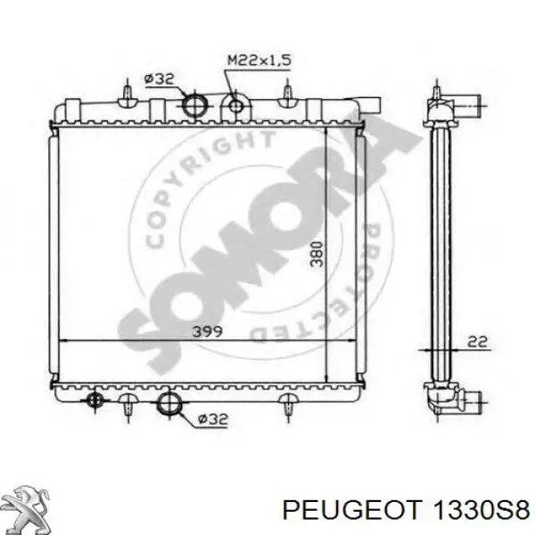 1330S8 Peugeot/Citroen radiador