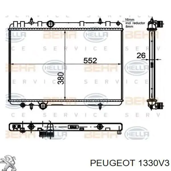 1330V3 Peugeot/Citroen radiador refrigeración del motor