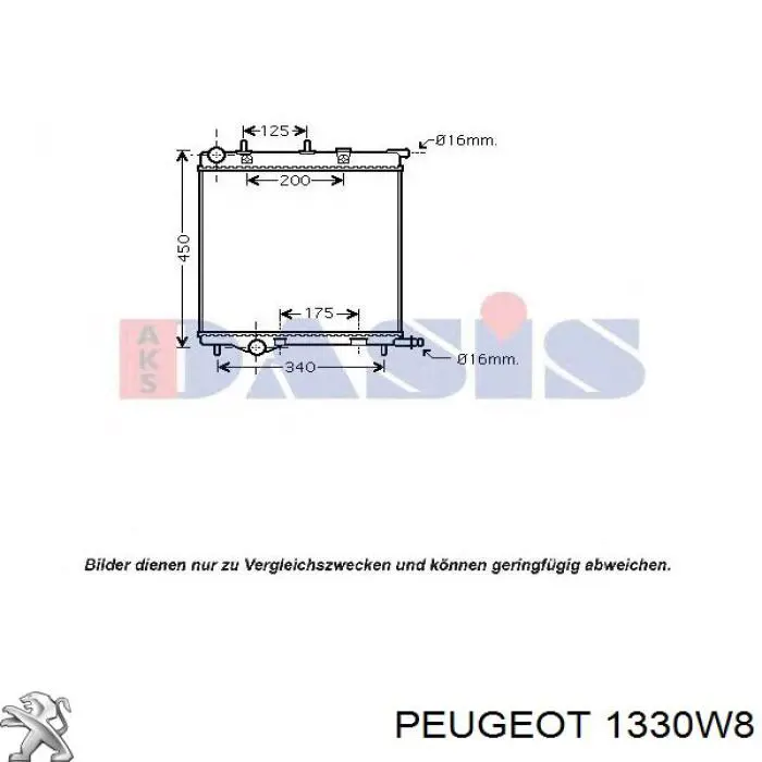 Água radiador Peugeot/Citroen 1330W8 precio, desde 40,85 EUR