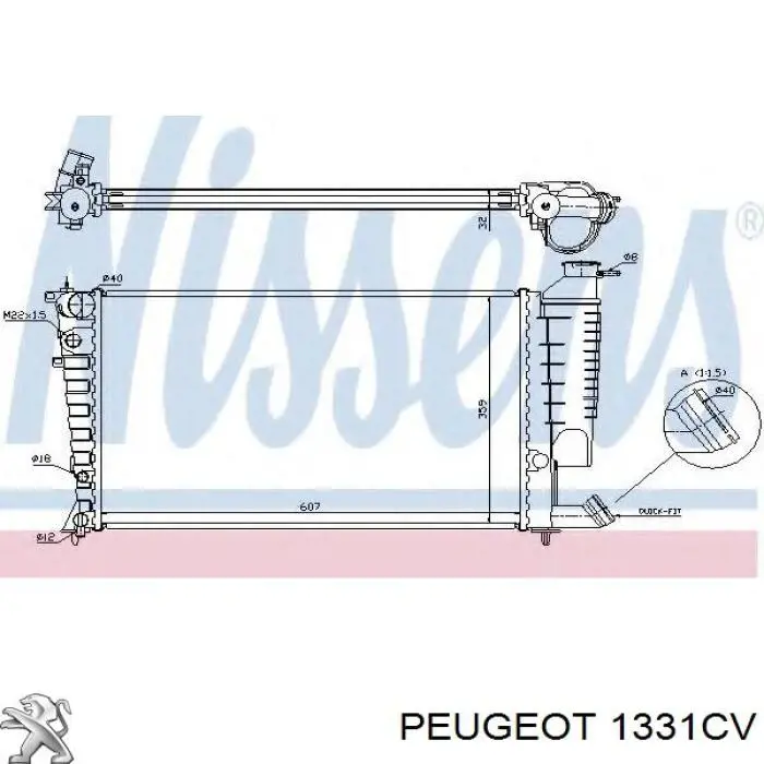 1331CV Peugeot/Citroen radiador refrigeración del motor