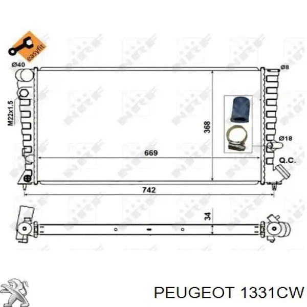 1331CW Peugeot/Citroen radiador