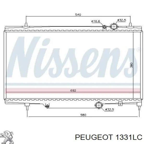 1331LC Peugeot/Citroen radiador refrigeración del motor