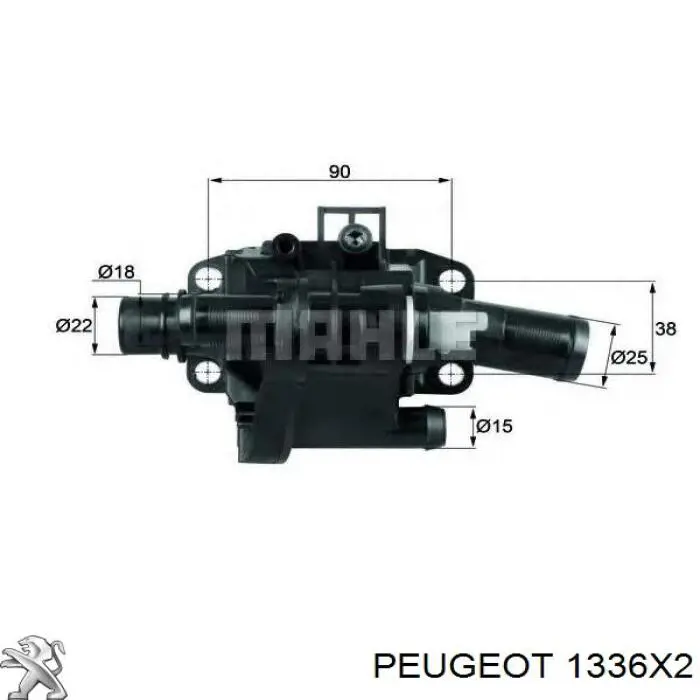 1336X2 Peugeot/Citroen Caja del termostato