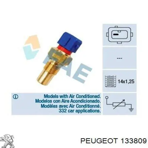 Sensor de temperatura 133809 Peugeot/Citroen
