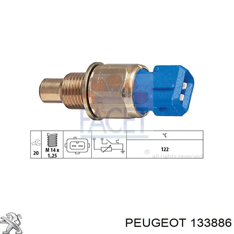 133886 Peugeot/Citroen sensor de temperatura del refrigerante