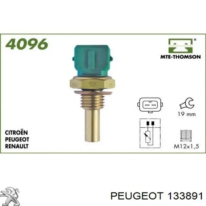 133891 Peugeot/Citroen sensor de temperatura del refrigerante