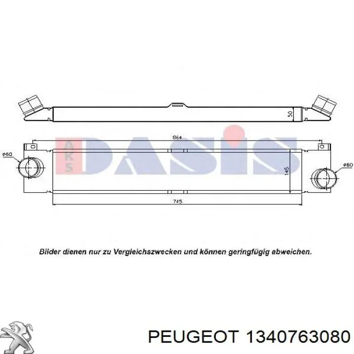 Intercooler 1340763080 Peugeot/Citroen