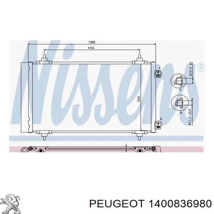 Aire acondicionado capacitor Peugeot/Citroen 1400836980 precio, desde 77,67 EUR