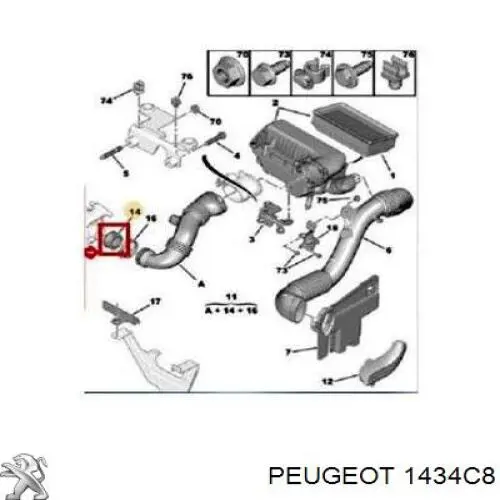 Junta de turbina, inserto flexible Peugeot/Citroen 1434C8 precio, desde 1,65 EUR