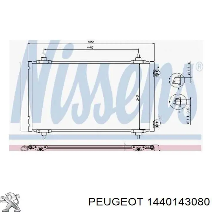 1440143080 Peugeot/Citroen condensador aire acondicionado