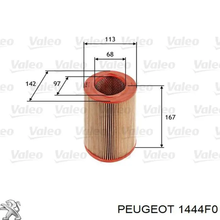 1444F0 Peugeot/Citroen filtro de aire