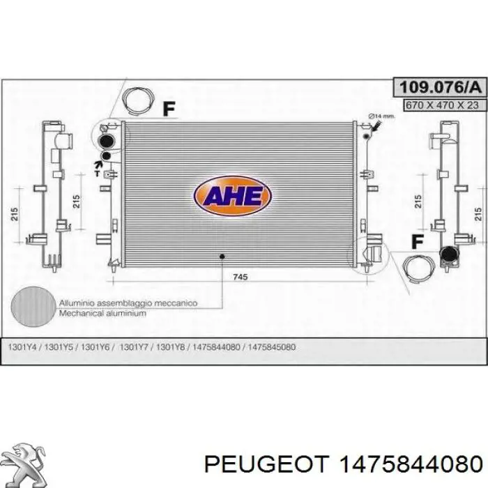 1475844080 Peugeot/Citroen radiador refrigeración del motor