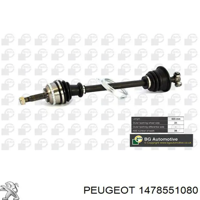 1478551080 Peugeot/Citroen árbol de transmisión delantero izquierdo