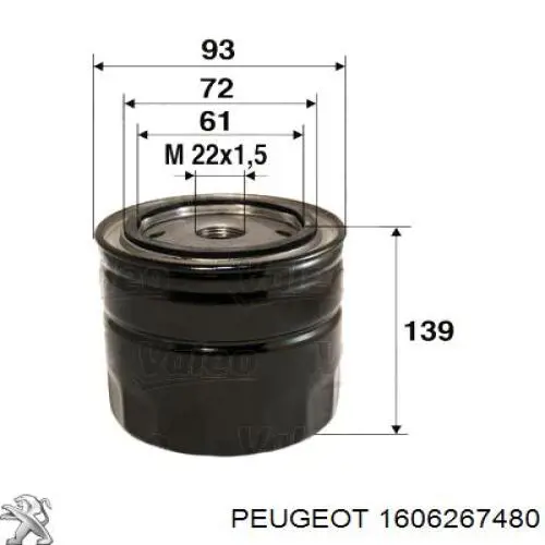 1606267480 Peugeot/Citroen filtro de aceite