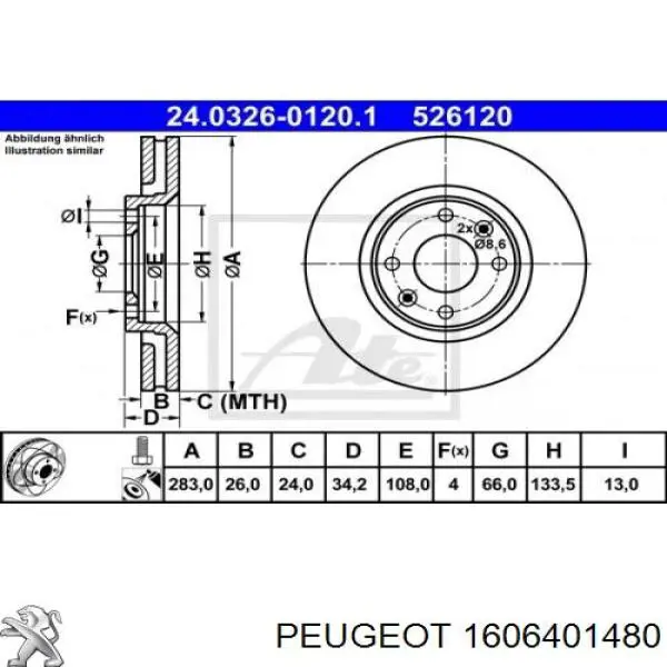 Freno de disco delantero Citroen C4 UD