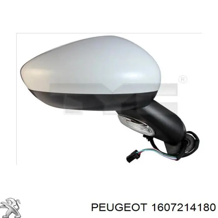 1607214180 Peugeot/Citroen cristal de espejo retrovisor exterior derecho