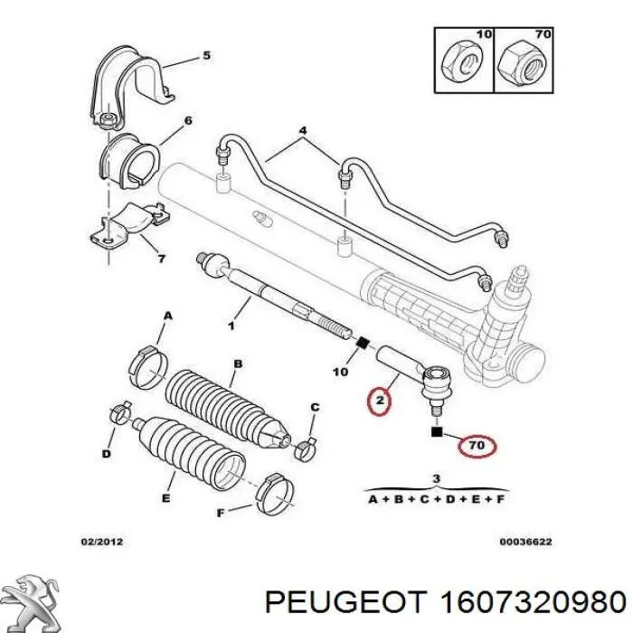 1607320980 Peugeot/Citroen rótula barra de acoplamiento exterior