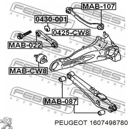 1607498780 Peugeot/Citroen barra transversal de suspensión trasera