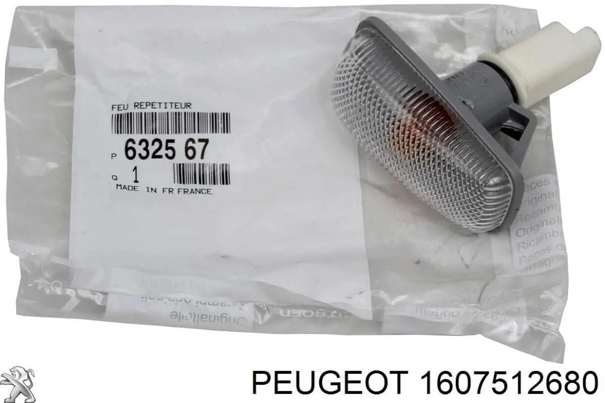 Luz intermitente del espejo retrovisor derecho 1607512680 Peugeot/Citroen