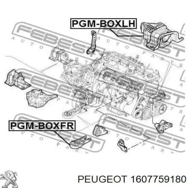1607759180 Peugeot/Citroen soporte de motor derecho