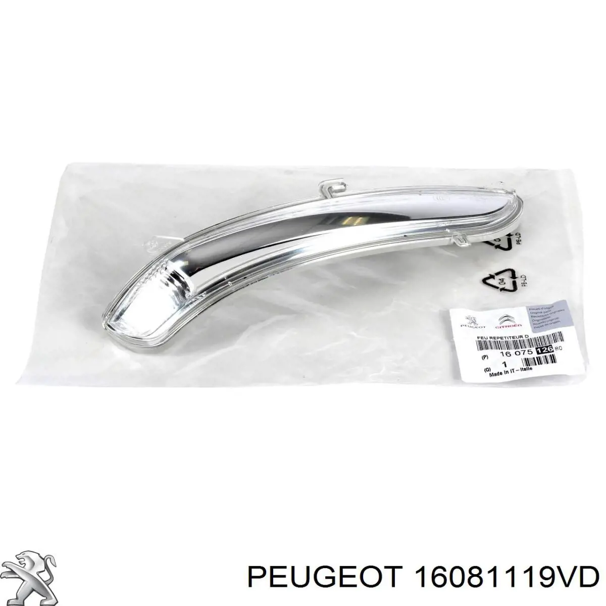 16081119VD Peugeot/Citroen Cubierta de espejo retrovisor derecho