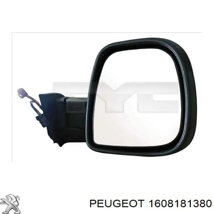 1608181380 Opel cristal de espejo retrovisor exterior derecho