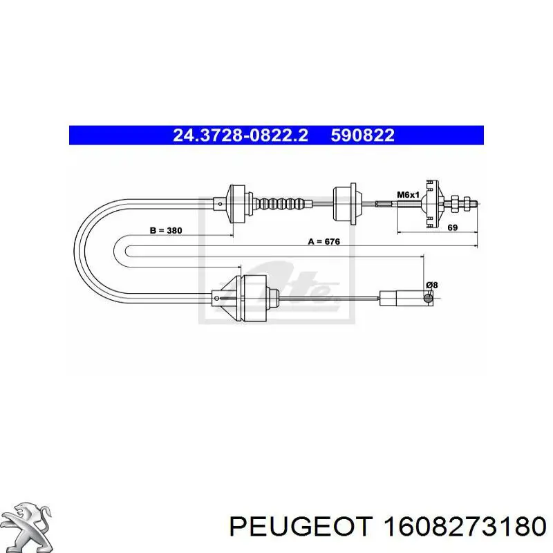 1608273180 Peugeot/Citroen cable de embrague