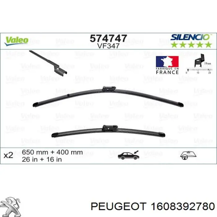 Escobilla del limpiaparabrisas del lado del conductor Peugeot/Citroen 1608392780 precio, desde 24,14 EUR