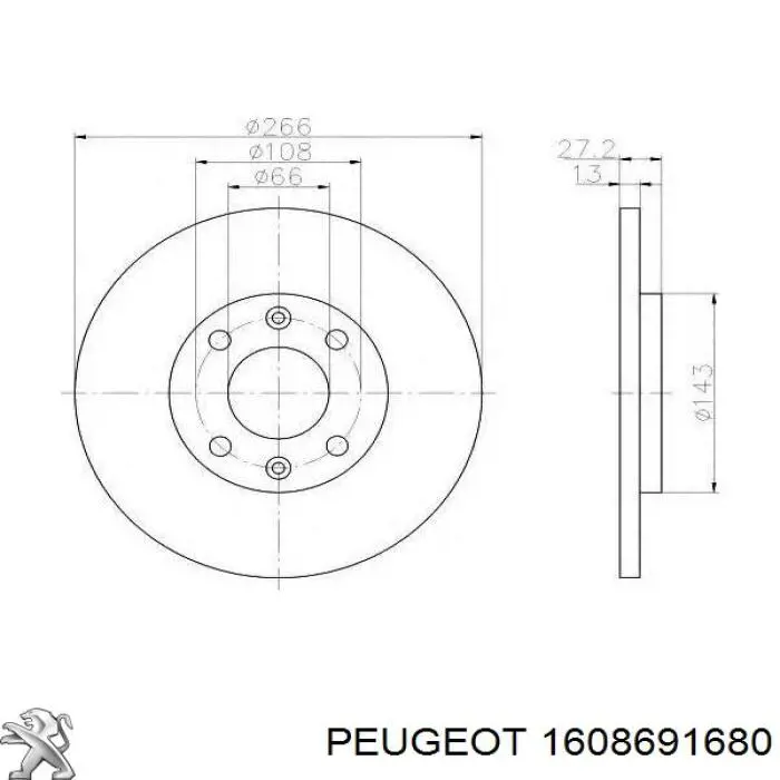 Comprar 1608691680 Peugeot/Citroen Freno de disco delantero