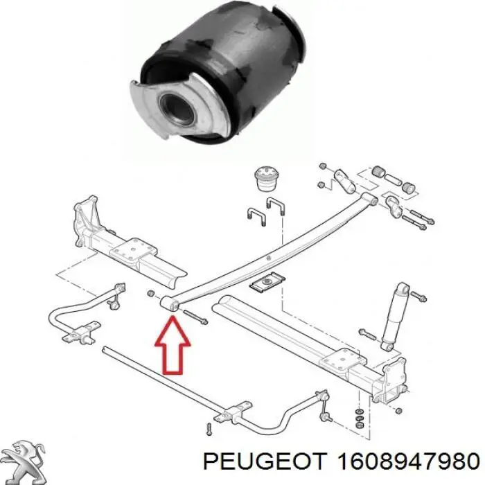 1608947980 Peugeot/Citroen ballesta de suspensión trasera