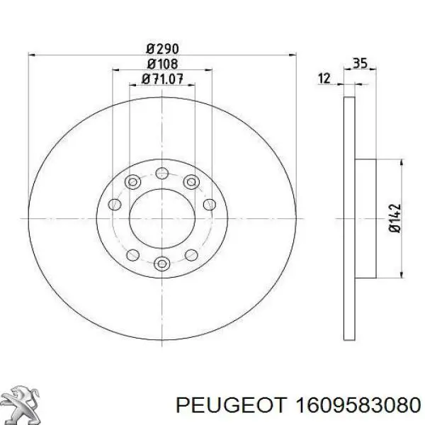 1609583080 Peugeot/Citroen disco de freno trasero