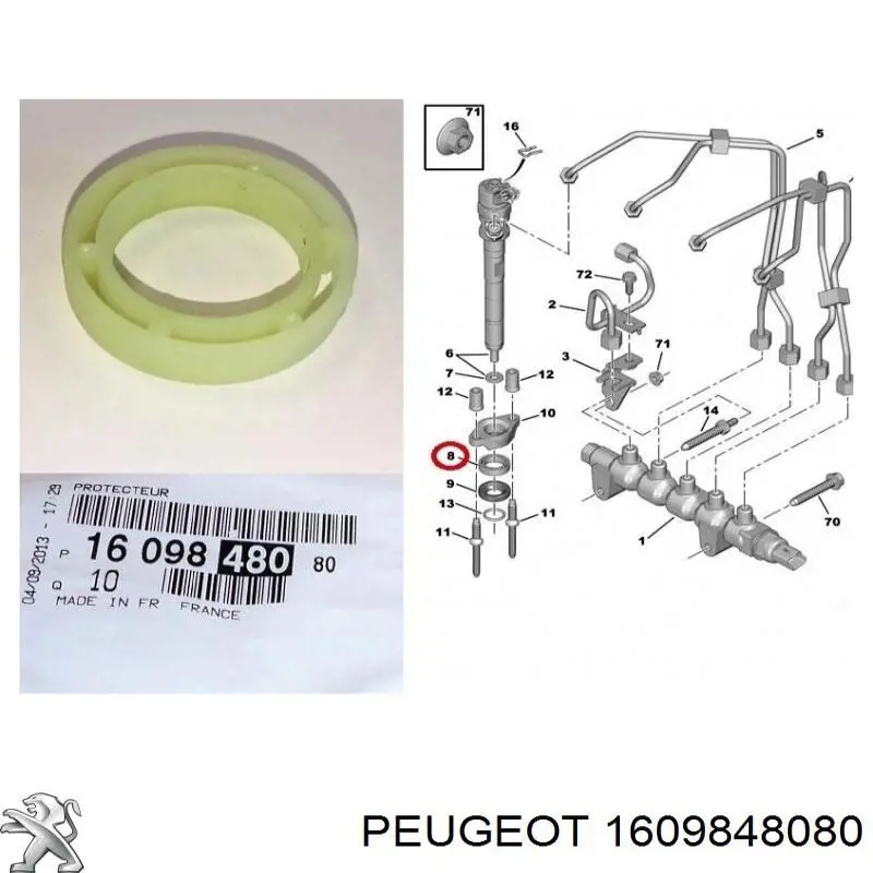 Arandela de asiento del inyector Peugeot/Citroen 1609848080