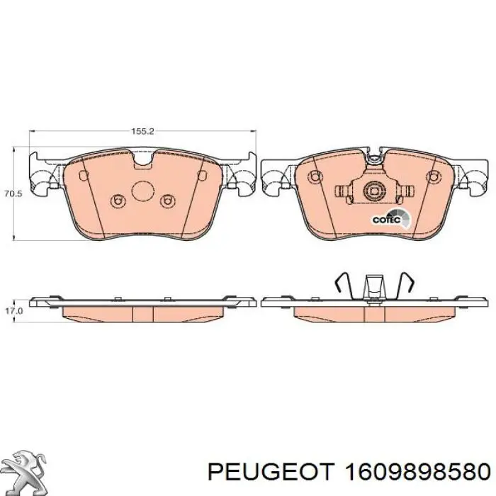 1609898580 Peugeot/Citroen Pastillas delanteras