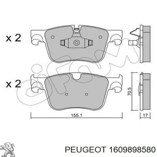Comprar 1609898580 Peugeot/Citroen Pastillas delanteras de freno