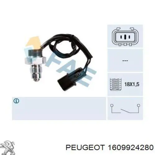 1609924280 Peugeot/Citroen Interruptor de marcha atras