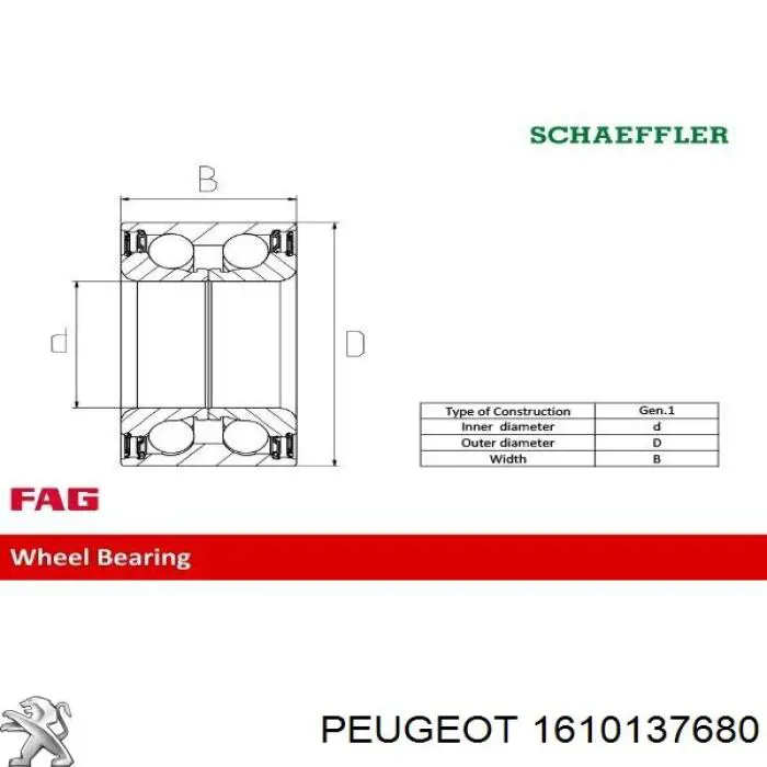 1610137680 Peugeot/Citroen cojinete de rueda delantero