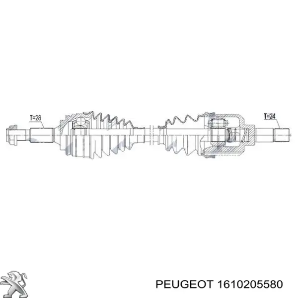 9677561480 Peugeot/Citroen árbol de transmisión delantero izquierdo