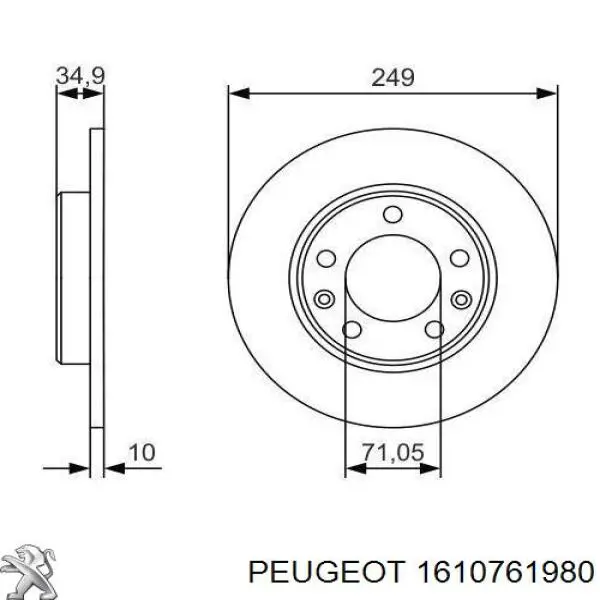 Comprar 1610761980 Peugeot/Citroen Disco de freno trasero