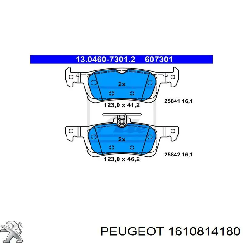 1610814180 Peugeot/Citroen pastillas de freno traseras