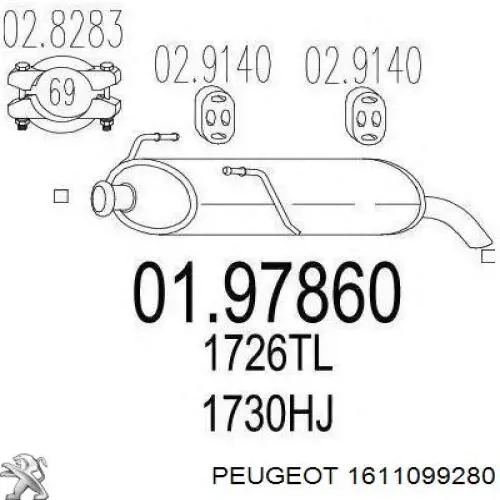 Silenciador trasero Peugeot/Citroen 173048 precio, desde 94,49 EUR