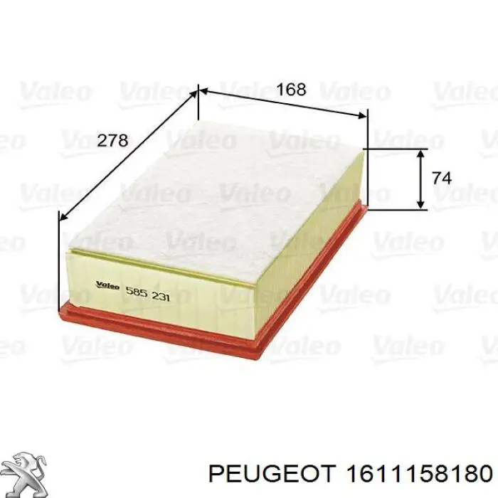 Filtro de aire 1611158180 Peugeot/Citroen
